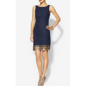Lilly Pulitzer Junie navy gold pique party cocktail dress. - SZ 10